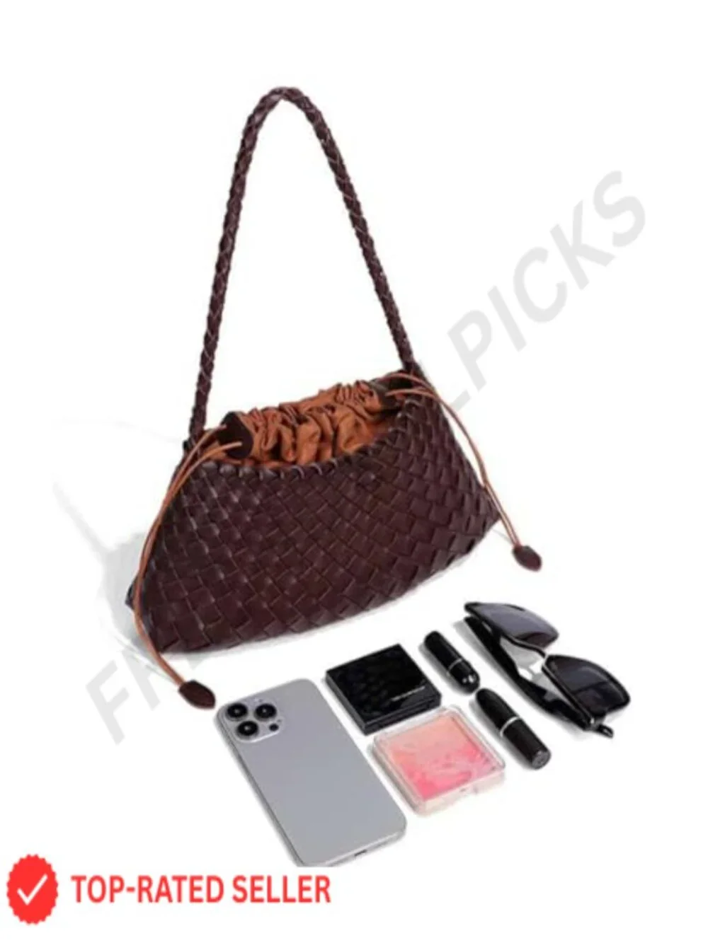 Woven Hobo Bags Women Trendy Suede Bucket Purse Shoulder Bag Tote Handbag